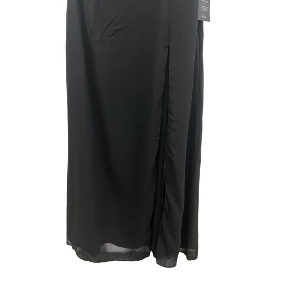 Lulus Simply Brilliant Black One-Shoulder Bow Maxi Dress size XL NWT - Picture 3 of 7